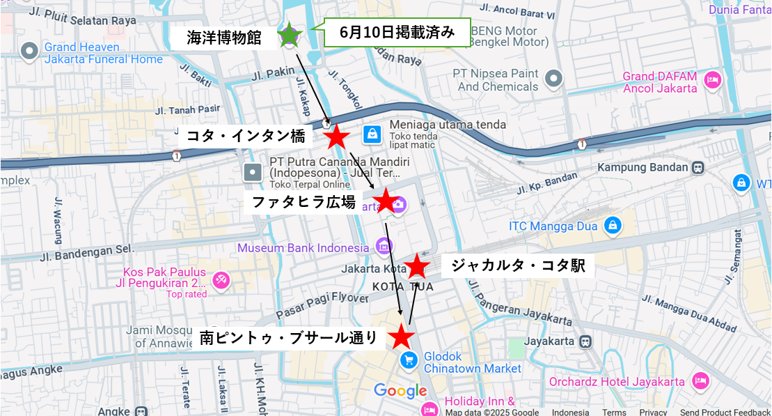 ジャカルタ・コタ駅までのマップ