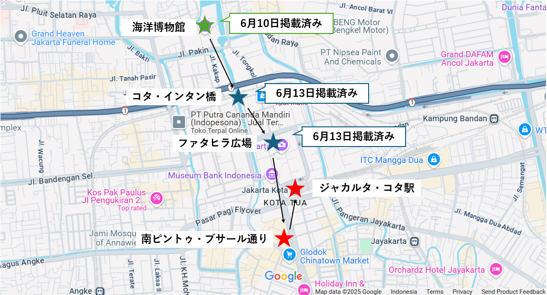 ジャカルタ・コタ駅までのマップ