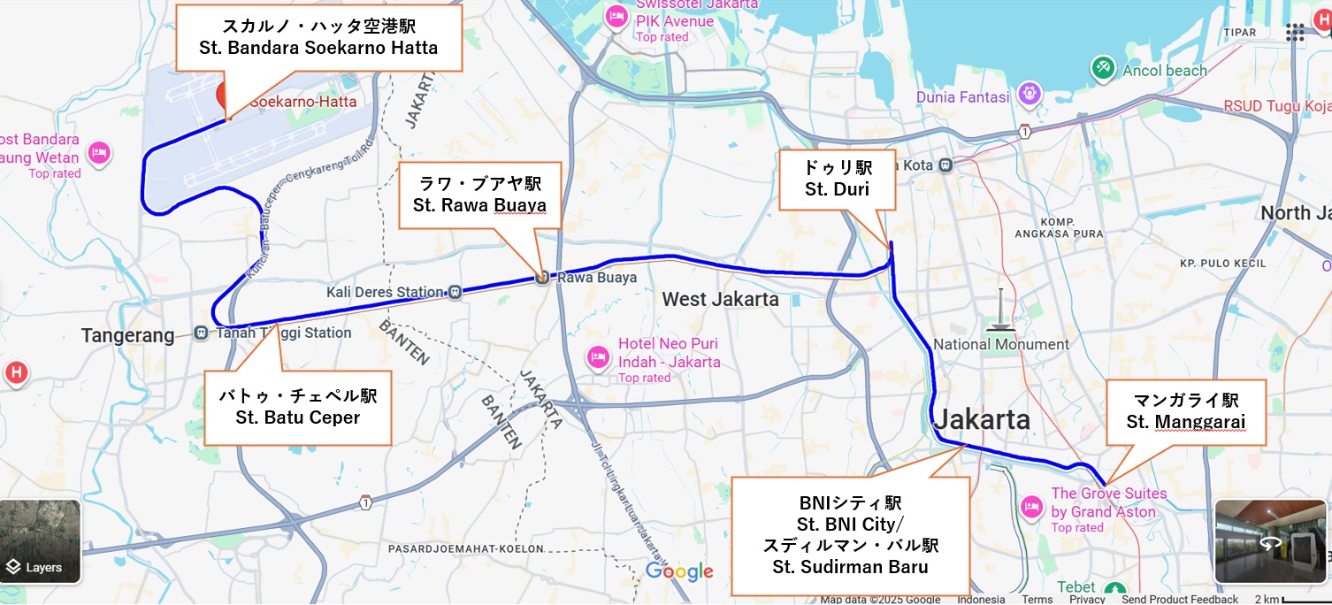 空港鉄道(Kereta Bandara)の路線